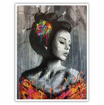 Quadro Decorativo Feminino Desenho Gueixa 90x60 Sala Quarto