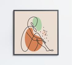 Quadro Decorativo Feminino Silhueta Sentada Artística Contínua