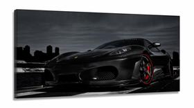 Quadro Decorativo Ferrari Preta 130x60 em Tecido Canvas Quadro Decorativo Ferrari Preta 130x60 em Tecido Canvas