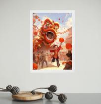 Quadro Decorativo Festa Do Leão Chinês 24x18cm