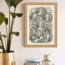 Quadro Decorativo Filósofos Gregos Vintage 33x24cm