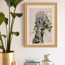Quadro Decorativo Fisiologia Floral Mão 45X34Cm - Com Vidro