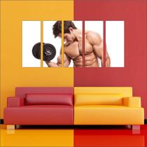 Quadro Decorativo Fitness Academias Mosaico Com 5 Peças GG4