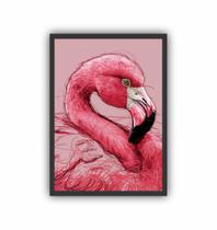 Quadro Decorativo Flamingo Ave Rosa