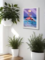Quadro Decorativo Flamingo Love Sala Quarto + Vidro 33x25 A4 Quadro Decorativo Flamingo Love Sala Quarto + Vidro 33x25 A4
