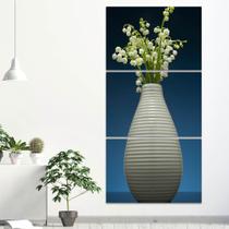 Quadro Decorativo Flor 60x120 Vaso Lirio Do Vale Mosaico