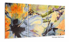Quadro Decorativo Flor Abstrato 3 pçs 120x60 sala quarto