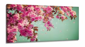 Quadro Decorativo Flor De Primavera Sacura 130x60 Sala em Tecido Canvas