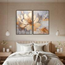 Quadro Decorativo Flor Dourada Kit 2 Quadros Quadro Decorativo Flor Dourada Kit 2 Quadros
