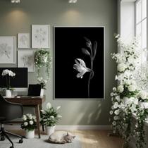 Quadro Decorativo Flor Lírio Peruano 70X50Cm Mold Branca