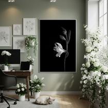 Quadro Decorativo Flor Lírio Peruano 70x50cm Mold Branca