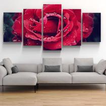 Quadro Decorativo Flor Rosa Flores Vermelho Vermelha Orvalho Botânico Floral Sala Quarto Recepção - Toque Pop