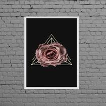 Quadro Decorativo Flor Rosa Triângulo 45x34cm - com vidro Quadro Decorativo Flor Rosa Triângulo 45x34cm - com vidro