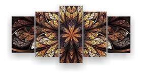 Quadro Decorativo Flor Simétrica 5 Pc 129x61 Sala Quarto Quadro Decorativo Flor Simétrica 5 Pc 129x61 Sala Quarto