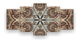 Quadro Decorativo Flor Simétrica Ma. 5 Pc 129x61 Sala Quarto