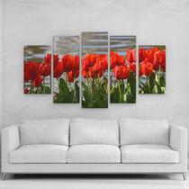 Quadro Decorativo Flor Tulipa Vermelha 108x65cm em Mdf