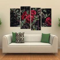 Quadro Decorativo Flor Vermelha Sala Em Tecido 4 Peças 1Resu Quadro Decorativo Flor Vermelha Sala Em Tecido 4 Peças 1Resu