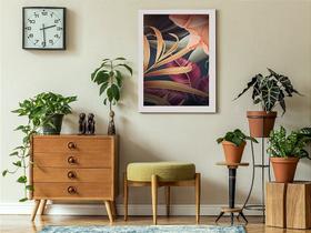Quadro Decorativo Floral Abstrato Sala Quarto + Vidro A4