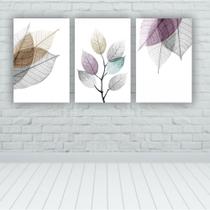 Quadro Decorativo Floral com Folhas e Galhos Coloridos - Beleza Natural para Seu Quarto