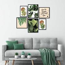 Quadro Decorativo Floral Conjunto com 6 telas 20x30 30x30 e 30x40 de Parede para Sala Quarto Escritório