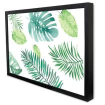 Quadro Decorativo Floral Folhagem Aquarela em Moldura Caixa Quadro Decorativo Floral Folhagem Aquarela em Moldura Caixa