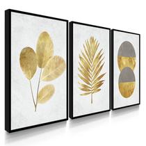 Quadro Decorativo Floral Gold Com Moldura Quadro Decorativo Floral Gold Com Moldura