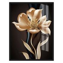 Quadro Decorativo Floral I Preto e Bege - Kapos