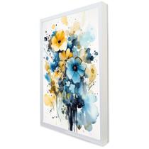 Quadro Decorativo Floral Luxo Flores Tons Pasteis em Moldura Caixa Quadro Decorativo Floral Luxo Flores Tons Pasteis em Moldura Caixa
