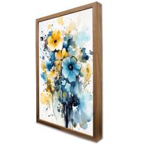 Quadro Decorativo Floral Luxo Flores Tons Pasteis em Moldura Caixa