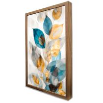 Quadro Decorativo Floral Luxo Folhagem Harmônica em Moldura Caixa