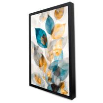 Quadro Decorativo Floral Luxo Folhagem Harmônica em Moldura Caixa Quadro Decorativo Floral Luxo Folhagem Harmônica em Moldura Caixa