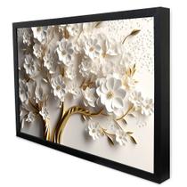 Quadro Decorativo Floral Luxo Primavera Branca em Moldura Caixa Quadro Decorativo Floral Luxo Primavera Branca em Moldura Caixa