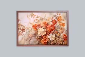 Quadro Decorativo Floral Terracota