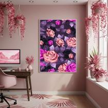Quadro Decorativo Floral Tons De Rosa 70x50cm Mold Branca Quadro Decorativo Floral Tons De Rosa 70x50cm Mold Branca