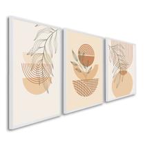 Quadro Decorativo Flores Abstratas com 3 Telas de Parede para Sala Quarto Escritório