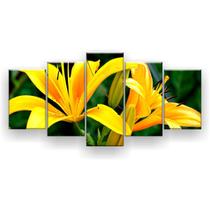 Quadro Decorativo Flores Amarelas 129x61Cm 5 Peças