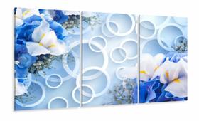 Quadro Decorativo Flores Azuis e Arcos Estilo 3d Quadro Decorativo Flores Azuis e Arcos Estilo 3d