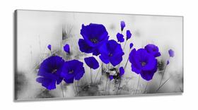 Quadro Decorativo Flores Azul 130x60 em Tecido Canvas