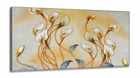 Quadro Decorativo Flores Copo de Leite em Tecido Canvas 130x60 cm