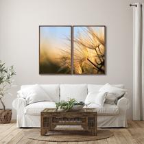 Quadro Decorativo Flores Dente de Leão com 2 Telas para Banheiro Quarto Hall 60cm X 90cm Com Vidro