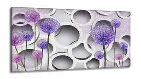 Quadro Decorativo Flores Dente de Leão Lilas Estilo 3d em Tecido canvas 130x60 Quadro Decorativo Flores Dente de Leão Lilas Estilo 3d em Tecido canvas 130x60