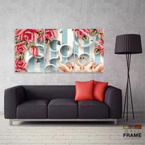 Quadro Decorativo Flores e Cisnes Arcos Estilo 3d Quadro Decorativo Flores e Cisnes Arcos Estilo 3d
