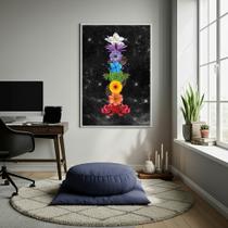 Quadro Decorativo Flores e os Sete Chakras - 70x50cm