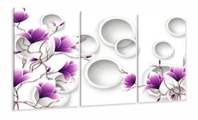 Quadro Decorativo Flores Lilás 120x60 Estilo 3d Quadro Decorativo Flores Lilás 120x60 Estilo 3d