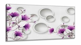 Quadro Decorativo Flores Lilás Estilo 3d em Tecido canvas 130x60 - Wall Frame