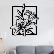 Quadro Decorativo Flores Preto 20x17x0,3 em MDF