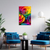 Quadro Decorativo Flores Rosas Arco-Íris Colorido Sala Arte Quadro Decorativo Flores Rosas Arco-Íris Colorido Sala Arte