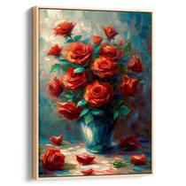 Quadro decorativo Flores - Rosas Vermelhas Dançando Sob a Luz da Noite - Art Canvas Quadro decorativo Flores - Rosas Vermelhas Dançando Sob a Luz da Noite - Art Canvas
