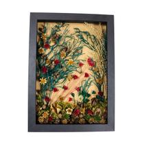 Quadro Decorativo Flores Secas Sempre Viva 21x30 Artesanal