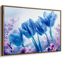 Quadro decorativo Flores - Tulipas Azuis no Jardim dos Sonhos Eternos - Art Canvas